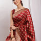 Janasya Maroon Silk Blend Ethnic Jacquard Saree | Swadesiicart