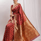 Janasya Maroon Silk Blend Ethnic Jacquard Saree | Swadesiicart