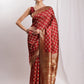 Janasya Maroon Silk Blend Ethnic Jacquard Saree | Swadesiicart