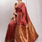 Janasya Maroon Silk Blend Ethnic Jacquard Saree | Swadesiicart
