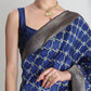 Janasya Blue Silk Blend Ethnic Printed Jacquard Saree | Swadesiicart