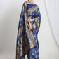 Janasya Blue Silk Blend Ethnic Motifs Jacquard Saree | Swadesiicart