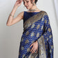 Janasya Blue Silk Blend Ethnic Motifs Jacquard Saree | Swadesiicart