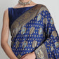 Janasya Blue Silk Blend Ethnic Motifs Jacquard Saree | Swadesiicart
