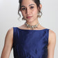 Janasya Blue Silk Blend Ethnic Motifs Jacquard Saree | Swadesiicart