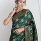 Janasya Green Silk Blend Ethnic Motifs Jacquard Saree | Swadesiicart