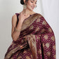 Janasya Purple Silk Blend Ethnic Motifs Jacquard Saree | Swadesiicart