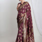 Janasya Purple Silk Blend Ethnic Motifs Jacquard Saree | Swadesiicart
