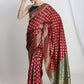 Janasya Maroon Silk Blend Ethnic Motifs Jacquard Saree | Swadesiicart