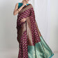 Janasya Purple Silk Blend Ethnic Motifs Jacquard Saree | Swadesiicart