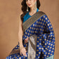 Janasya Blue Silk Blend Ethnic Motifs Banarasi Jacquard Saree | Swadesiicart