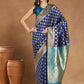 Janasya Blue Silk Blend Ethnic Motifs Banarasi Jacquard Saree | Swadesiicart