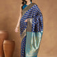 Janasya Blue Silk Blend Ethnic Motifs Banarasi Jacquard Saree | Swadesiicart