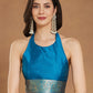 Janasya Blue Silk Blend Ethnic Motifs Banarasi Jacquard Saree | Swadesiicart