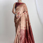 Janasya Beige Silk Blend Ethnic Printed Jacquard Saree | Swadesiicart