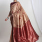 Janasya Beige Silk Blend Ethnic Printed Jacquard Saree | Swadesiicart