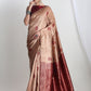 Janasya Beige Silk Blend Ethnic Printed Jacquard Saree | Swadesiicart