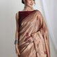 Janasya Beige Silk Blend Ethnic Printed Jacquard Saree | Swadesiicart