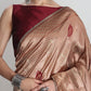 Janasya Beige Silk Blend Ethnic Printed Jacquard Saree | Swadesiicart