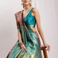 Janasya Purple Silk Blend Floral Jacquard Saree | Swadesiicart