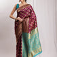 Janasya Purple Silk Blend Floral Jacquard Saree | Swadesiicart