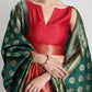 Janasya Green Silk Blend Floral Jacquard Saree | Swadesiicart