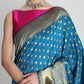Janasya Teal Blue Silk Blend Ethnic Motifs Jacquard Saree | Swadesiicart