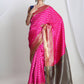 Janasya Pink Silk Blend Ethnic Motifs Jacquard Saree | Swadesiicart