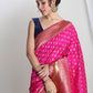 Janasya Pink Silk Blend Ethnic Motifs Jacquard Saree | Swadesiicart