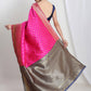 Janasya Pink Silk Blend Ethnic Motifs Jacquard Saree | Swadesiicart