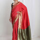 Janasya Red Silk Blend Ethnic Motifs Jacquard Saree | Swadesiicart
