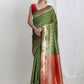 Janasya Green Silk Blend Ethnic Motifs Jacquard Saree | Swadesiicart