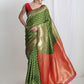 Janasya Green Silk Blend Ethnic Motifs Jacquard Saree | Swadesiicart