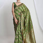 Janasya Green Silk Blend Floral Jacquard Saree | Swadesiicart