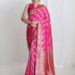 Janasya Pink Silk Blend Floral Jacquard Saree | Swadesiicart