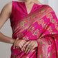 Janasya Pink Silk Blend Floral Jacquard Saree | Swadesiicart
