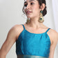 Janasya Teal Blue Silk Blend Floral Jacquard Saree | Swadesiicart