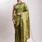 Janasya Green Silk Blend Paisley Jacquard Saree | Swadesiicart