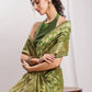 Janasya Green Silk Blend Paisley Jacquard Saree | Swadesiicart