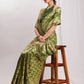 Janasya Green Silk Blend Paisley Jacquard Saree | Swadesiicart