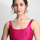 Janasya Pink Silk Blend Paisley Jacquard Saree | Swadesiicart