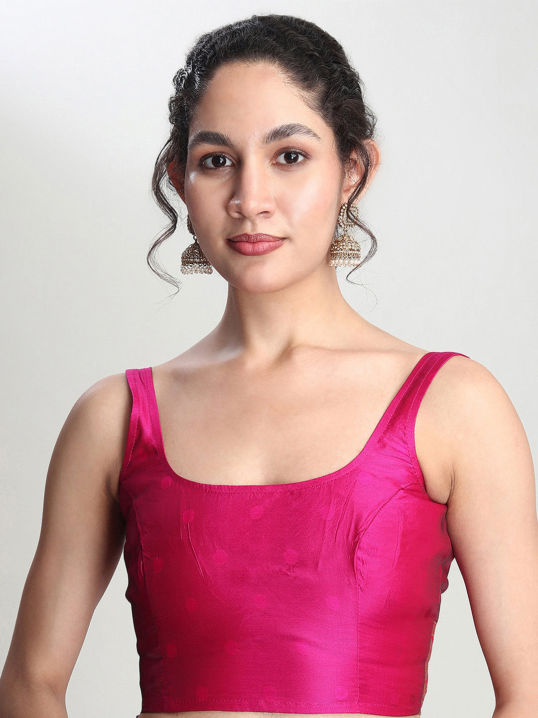 Janasya Pink Silk Blend Paisley Jacquard Saree | Swadesiicart
