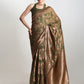 Janasya Green Silk Blend Floral Jacquard Saree | Swadesiicart