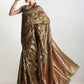 Janasya Green Silk Blend Floral Jacquard Saree | Swadesiicart