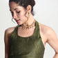 Janasya Green Silk Blend Floral Jacquard Saree | Swadesiicart