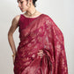 Janasya Magenta Silk Blend Floral Jacquard Saree | Swadesiicart