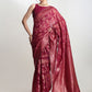 Janasya Magenta Silk Blend Floral Jacquard Saree | Swadesiicart