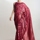 Janasya Magenta Silk Blend Floral Jacquard Saree | Swadesiicart