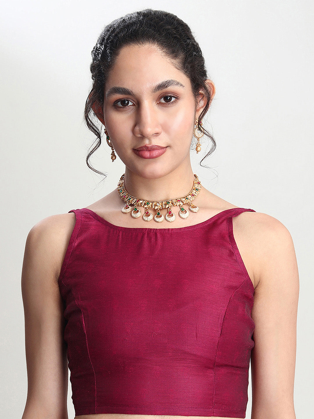 Janasya Magenta Silk Blend Floral Jacquard Saree | Swadesiicart