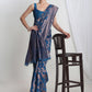 Janasya Blue Silk Blend Floral Jacquard Saree | Swadesiicart